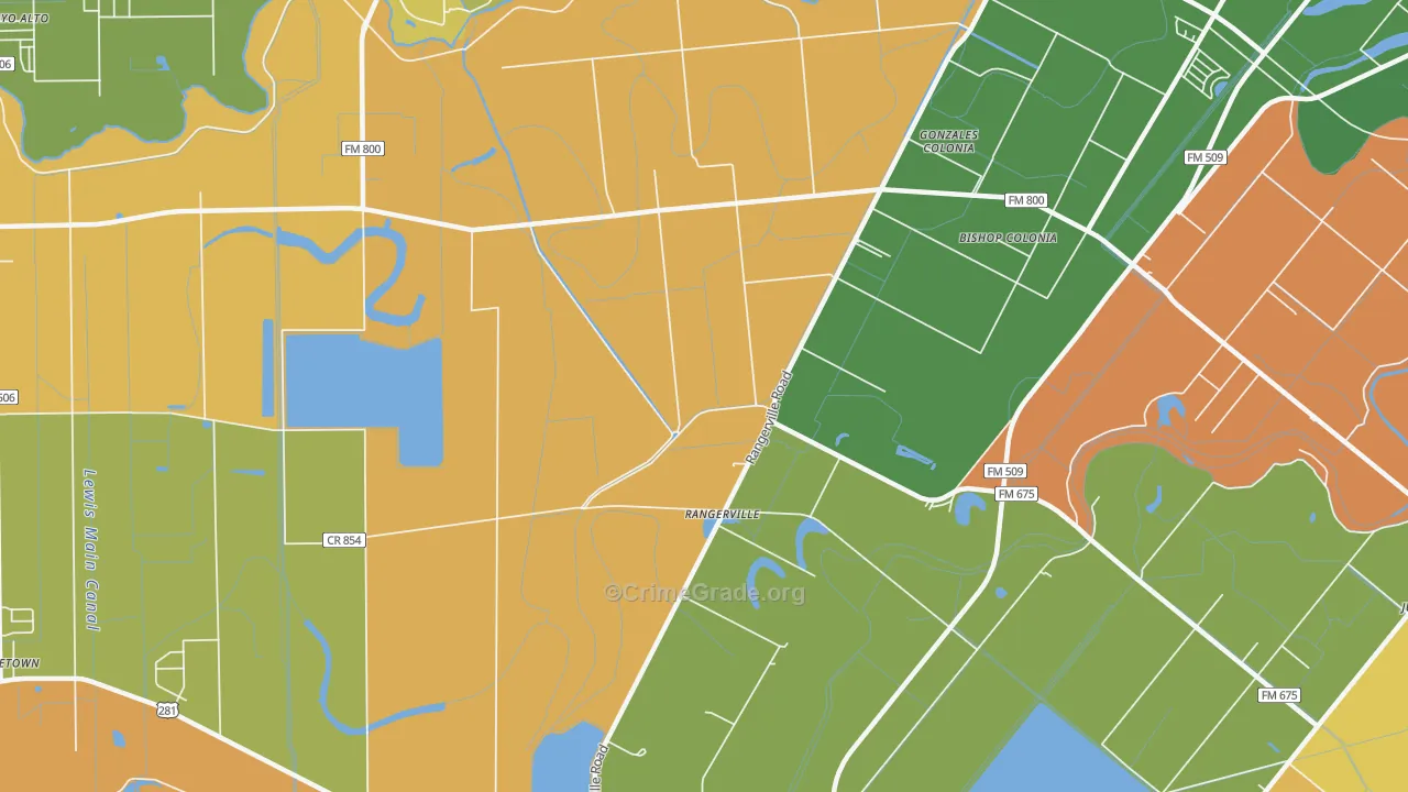 Rangerville, TX Map of Arson Rates