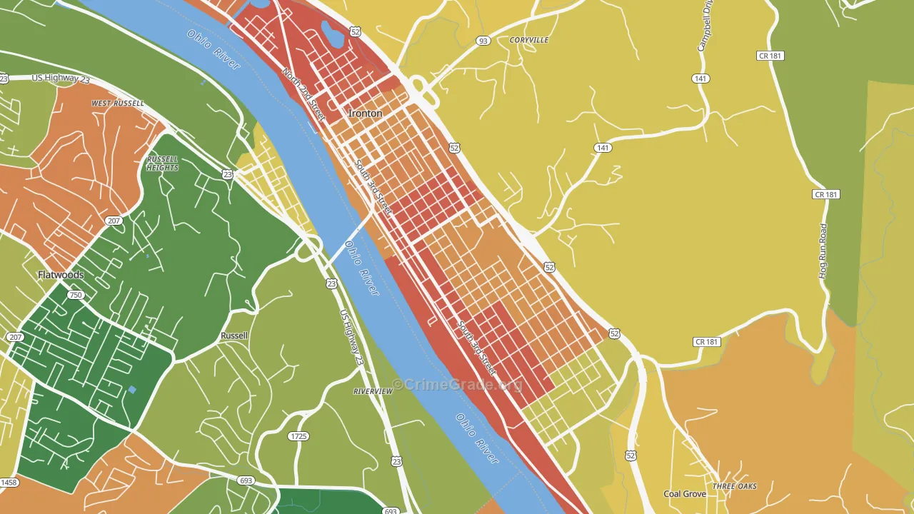 Rankin Historic District, Ironton, OH Map of Arson Rates
