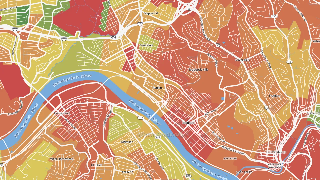 Rankin, PA Map of Arson Rates