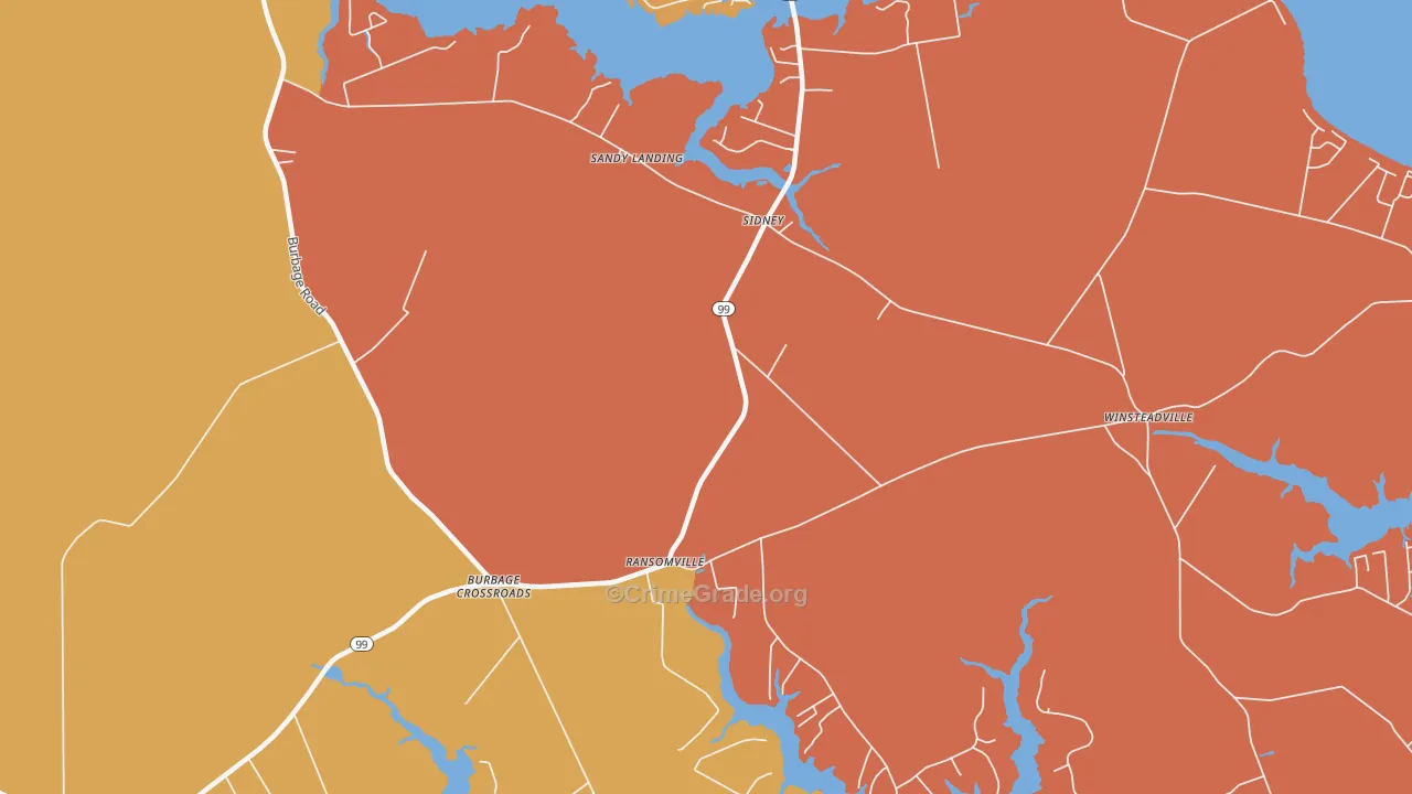 Ransomville, NC Map of Arson Rates