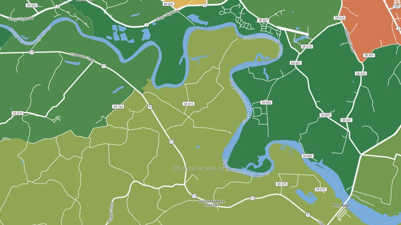 Rappahannock Academy, VA Map of Arson Rates