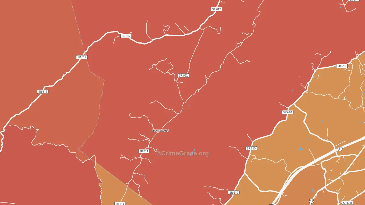 Rapps Mill, VA Map of Arson Rates