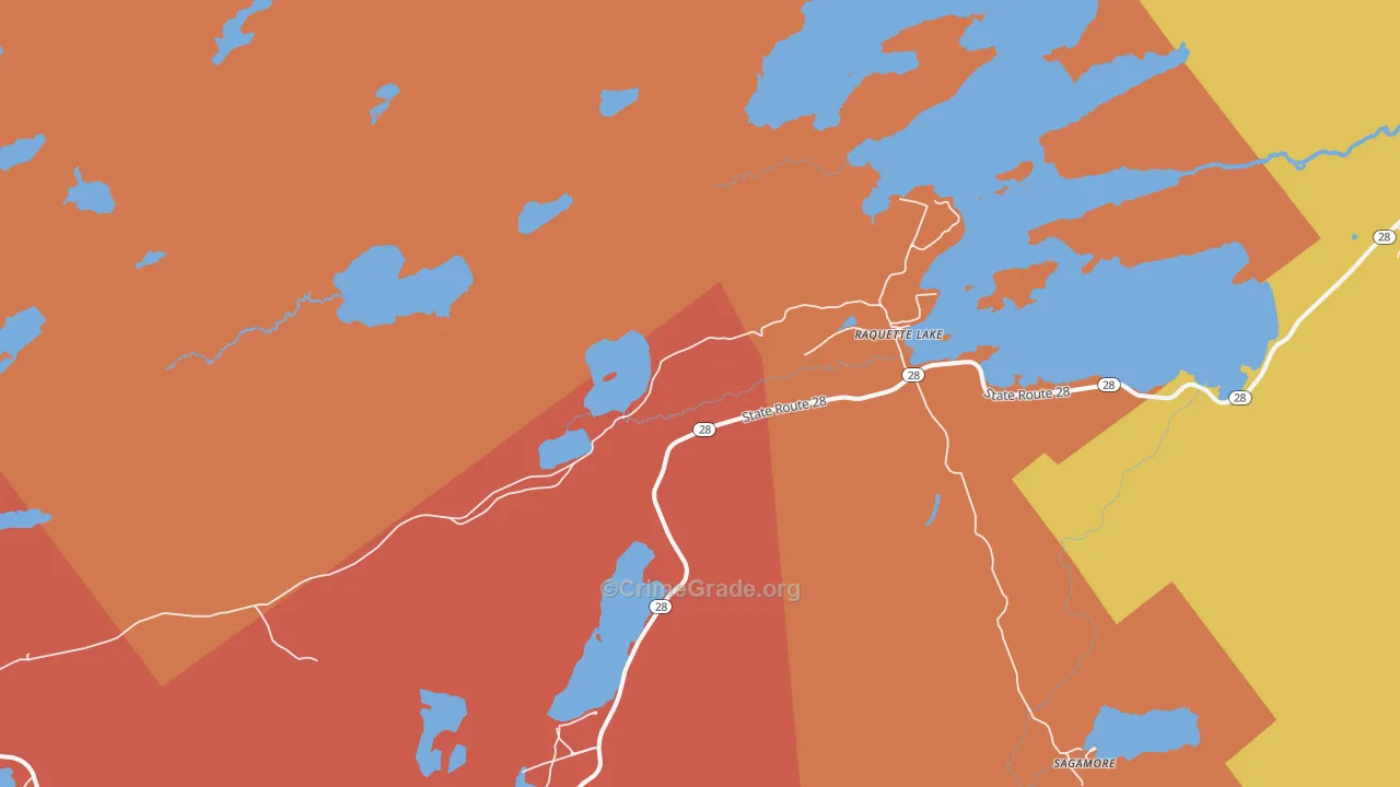 Raquette Lake, NY Map of Arson Rates