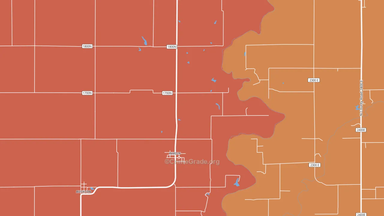 Rardin, IL Map of Arson Rates