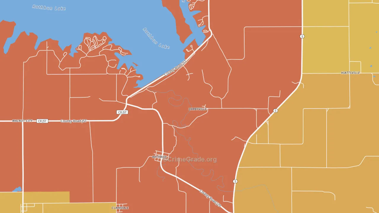 Rathbun, IA Map of Arson Rates