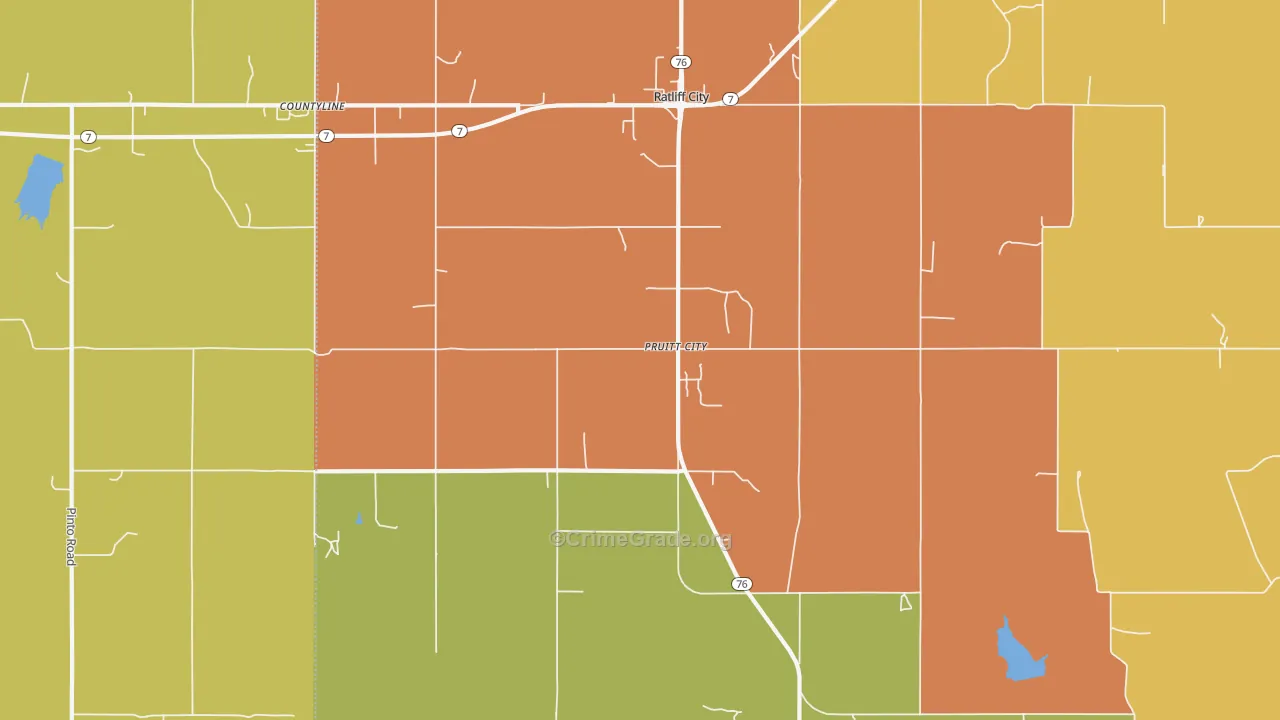 Ratliff City, OK Map of Arson Rates