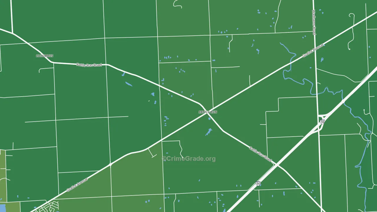 Rattle Run, MI Map of Arson Rates