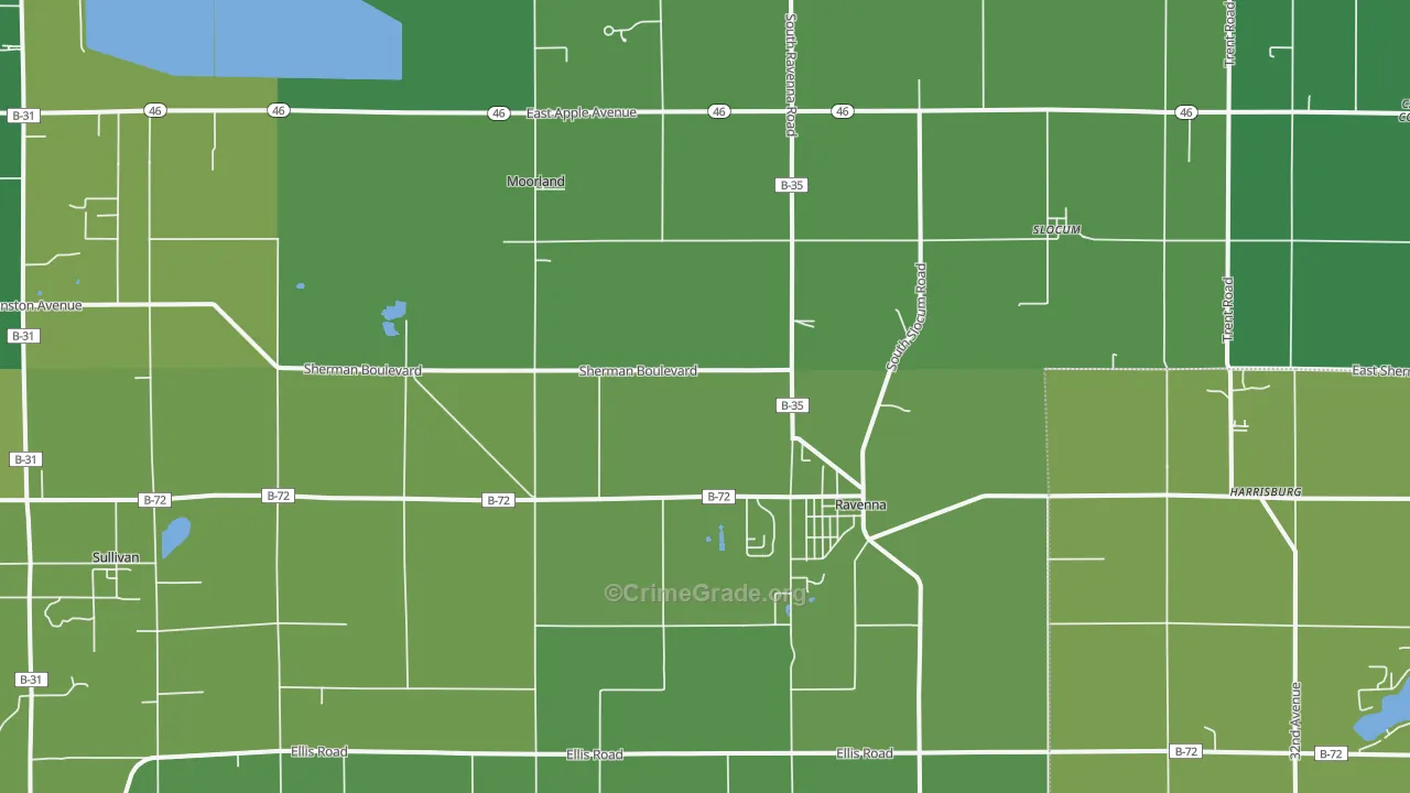 Ravenna, MI Map of Arson Rates