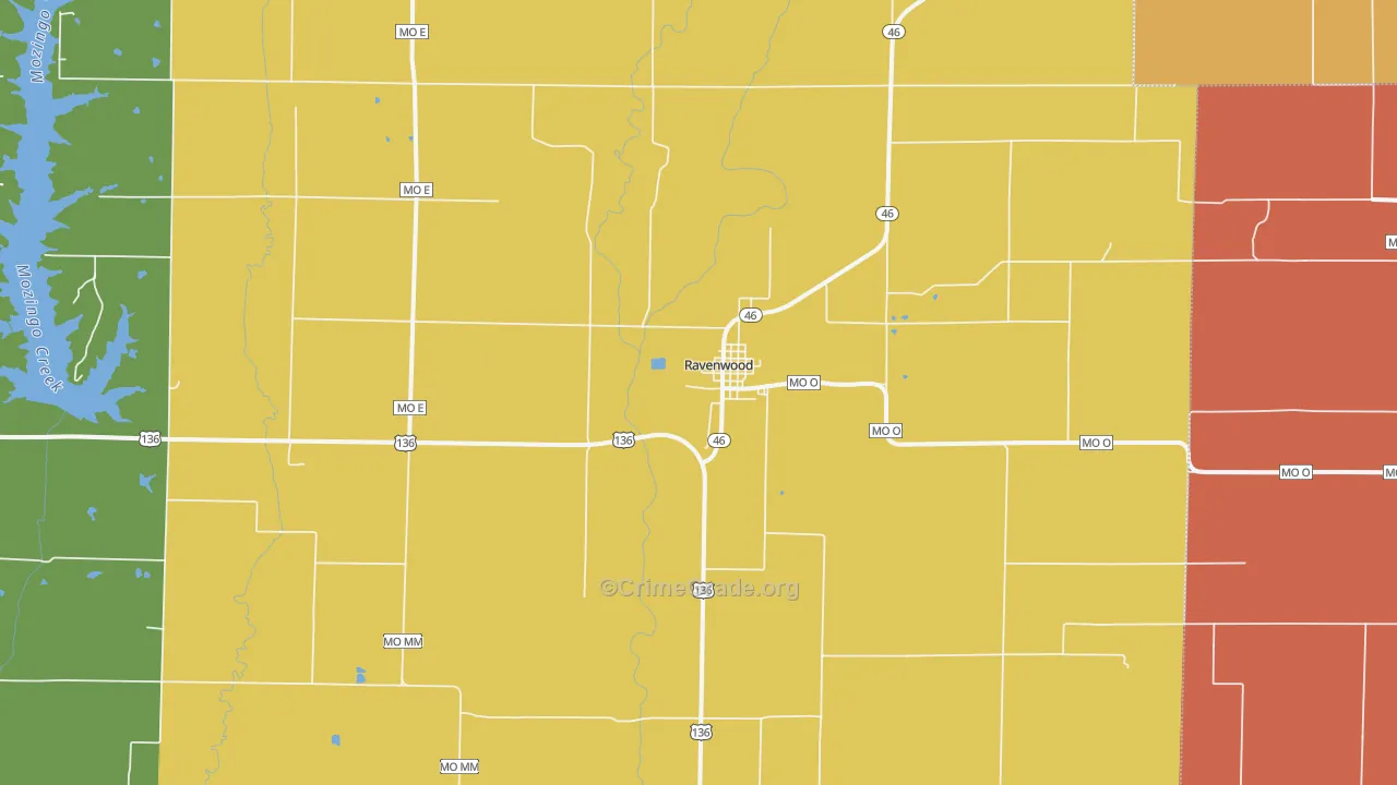 Ravenwood, MO Map of Arson Rates