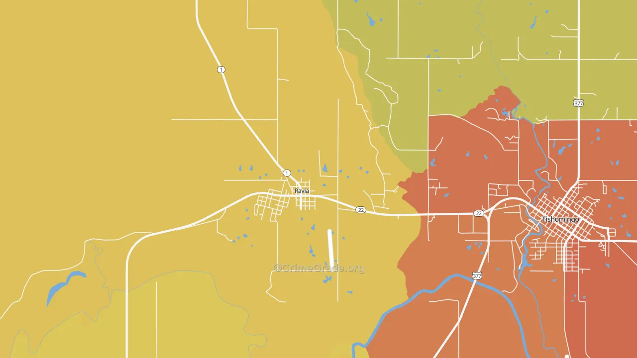 Ravia, OK Map of Arson Rates