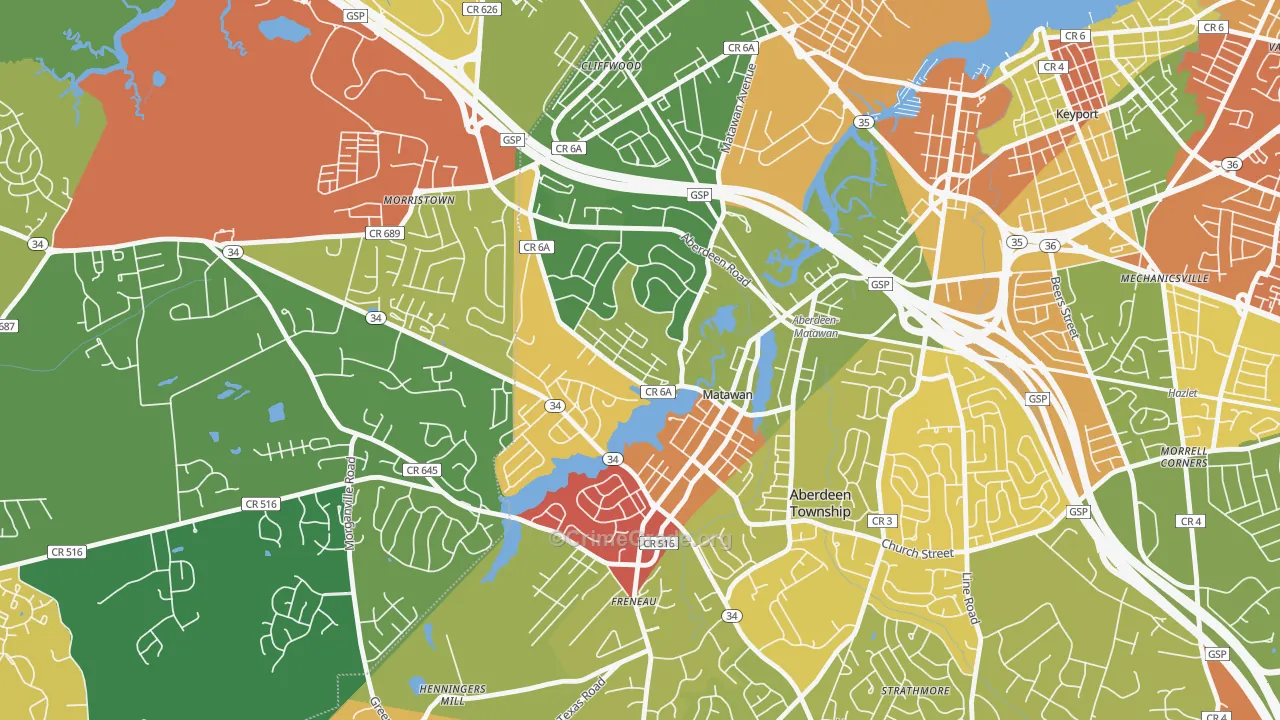 Ravine Gardens, Matawan, NJ Map of Arson Rates