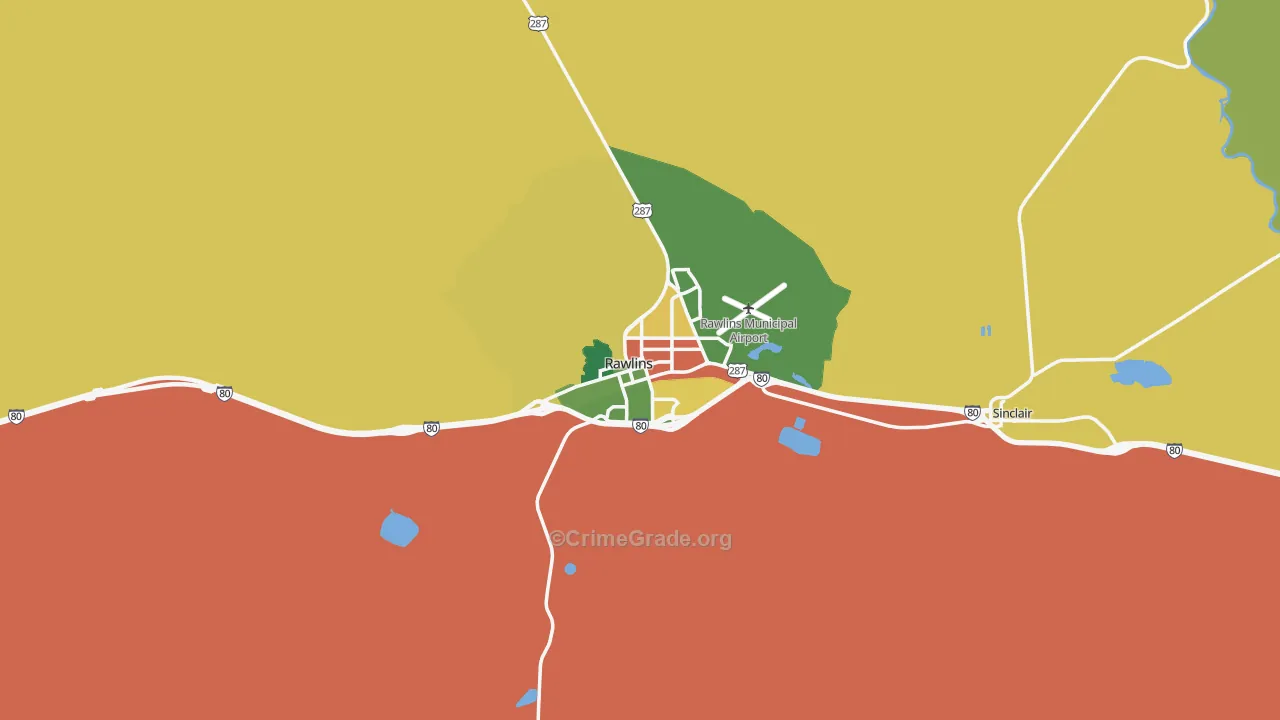 Rawlins, WY Map of Arson Rates