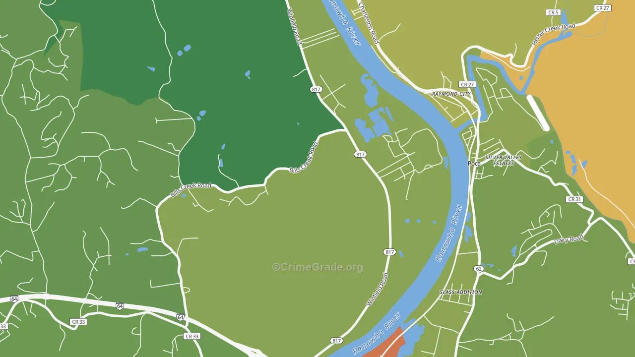 Raymond City, WV Map of Arson Rates