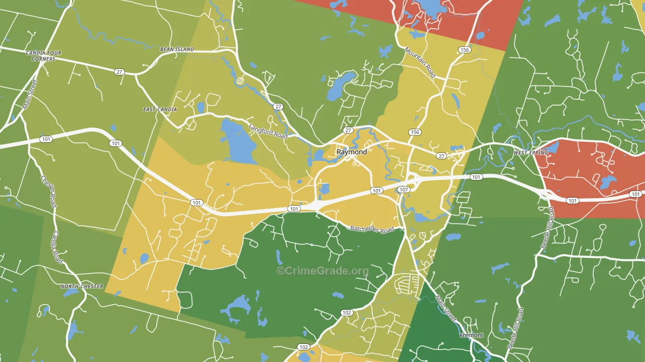 Raymond, NH Map of Arson Rates