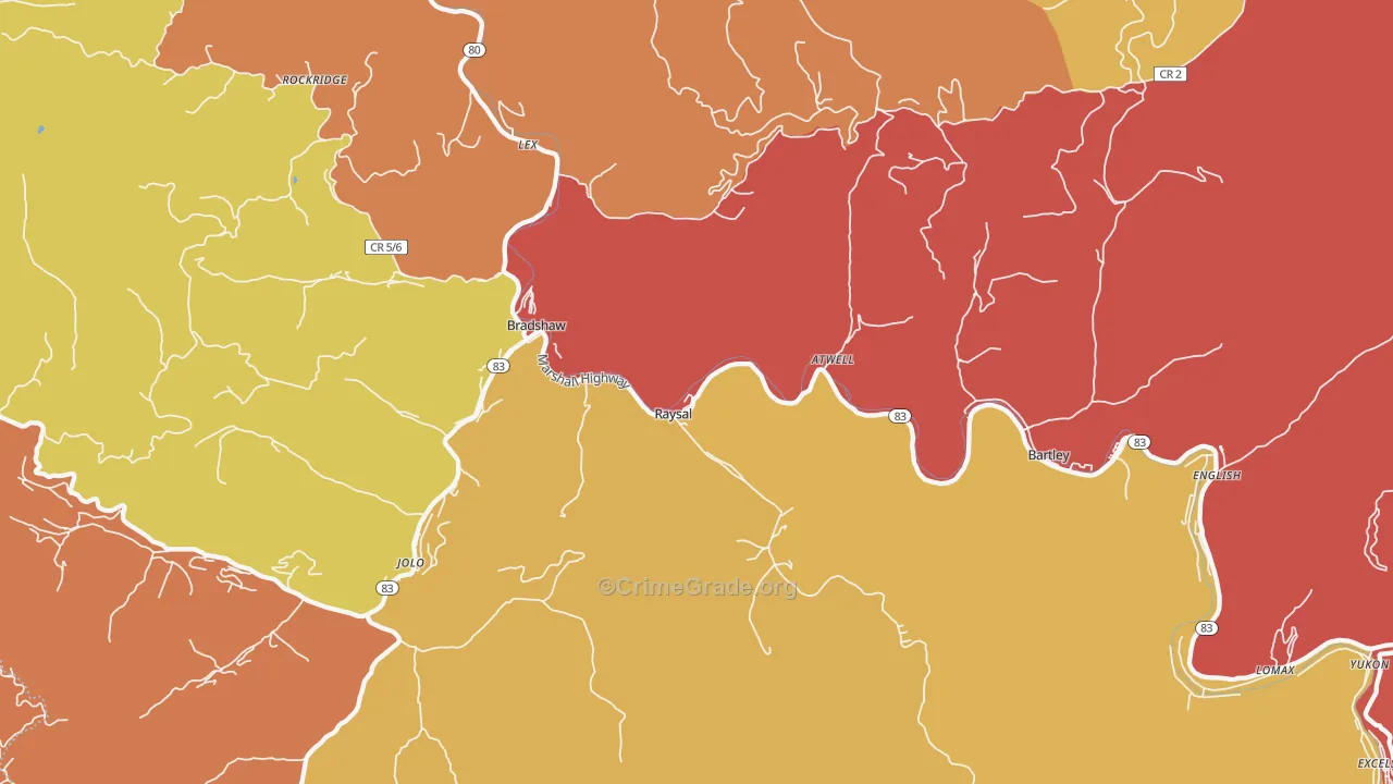 Raysal, WV Map of Arson Rates