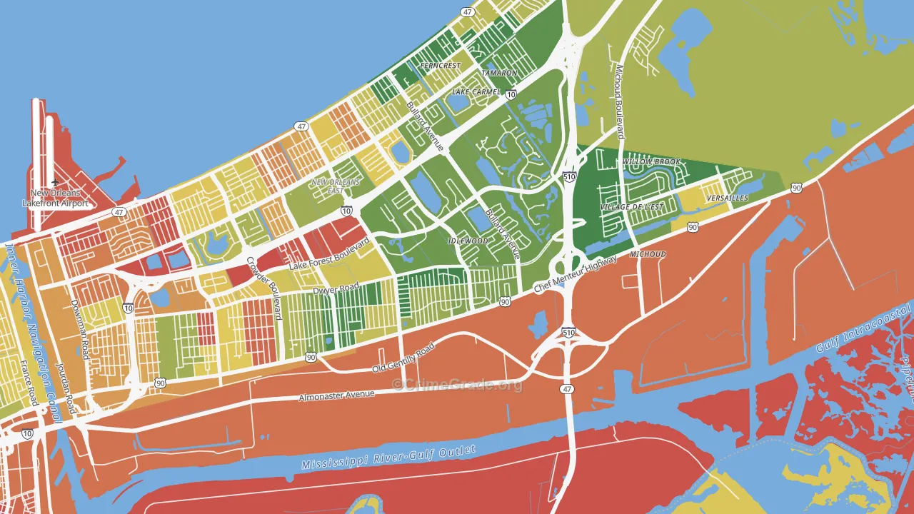 Read Blvd East, New Orleans, LA Map of Arson Rates