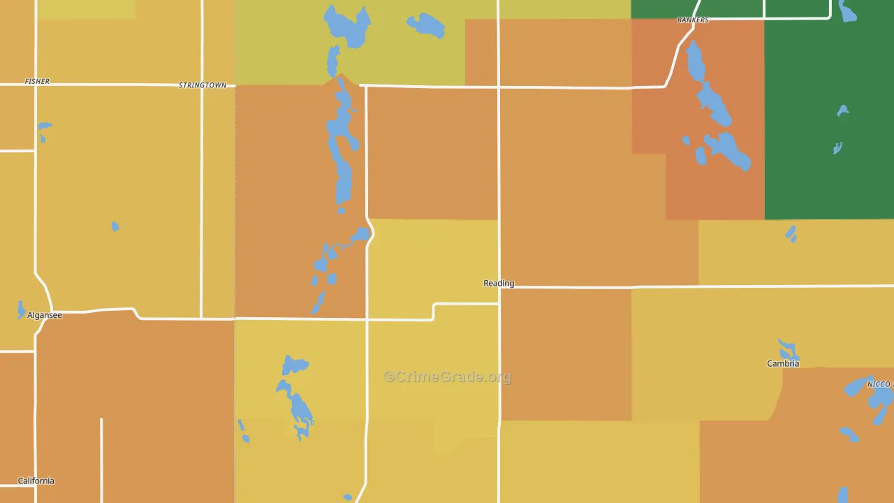 Reading, MI Map of Arson Rates