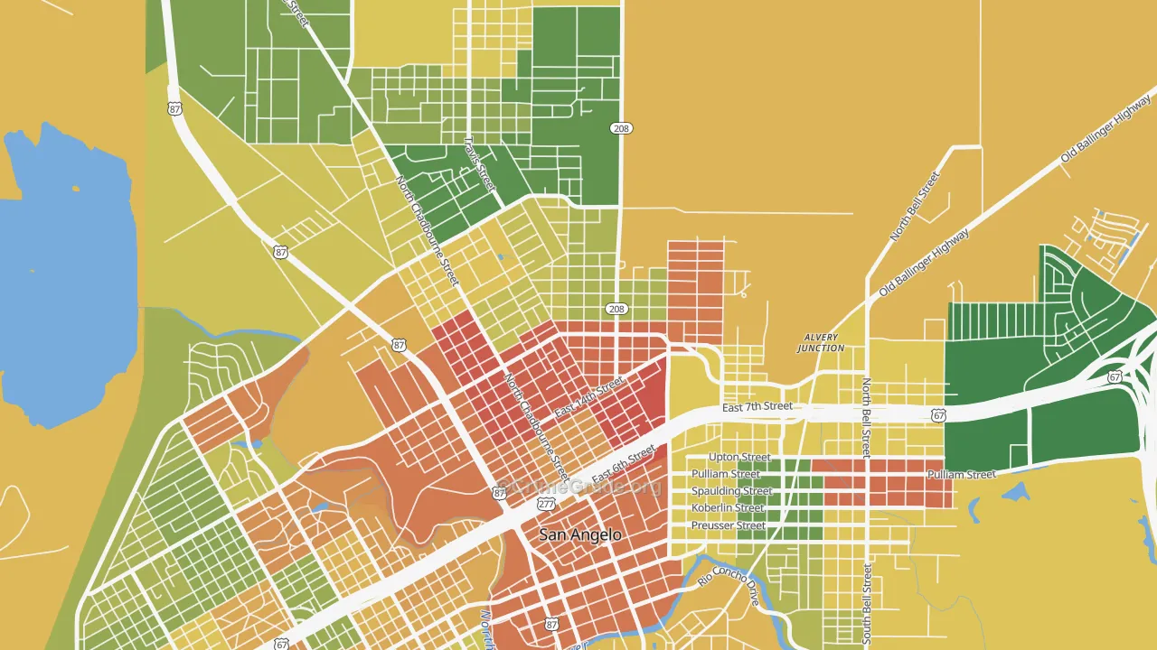 Reagan, San Angelo, TX Map of Arson Rates