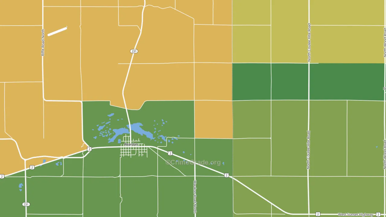 Reardan, WA Map of Arson Rates