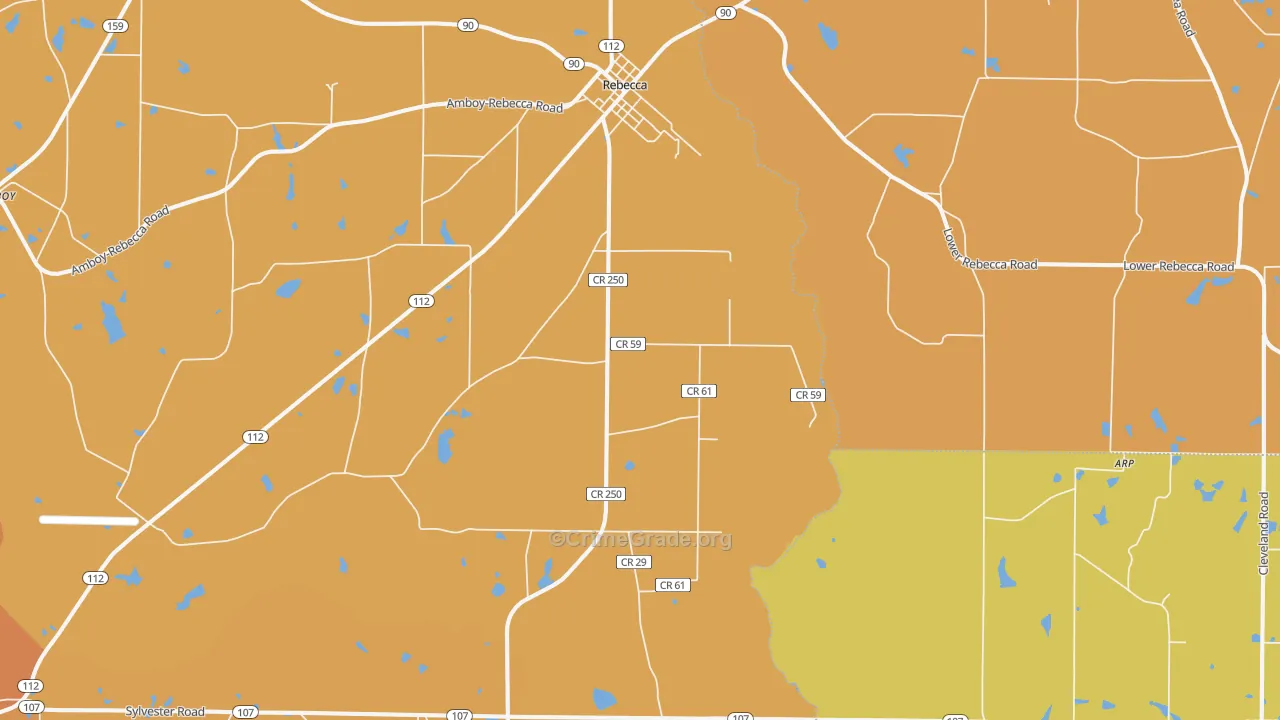 Rebecca, GA Map of Arson Rates