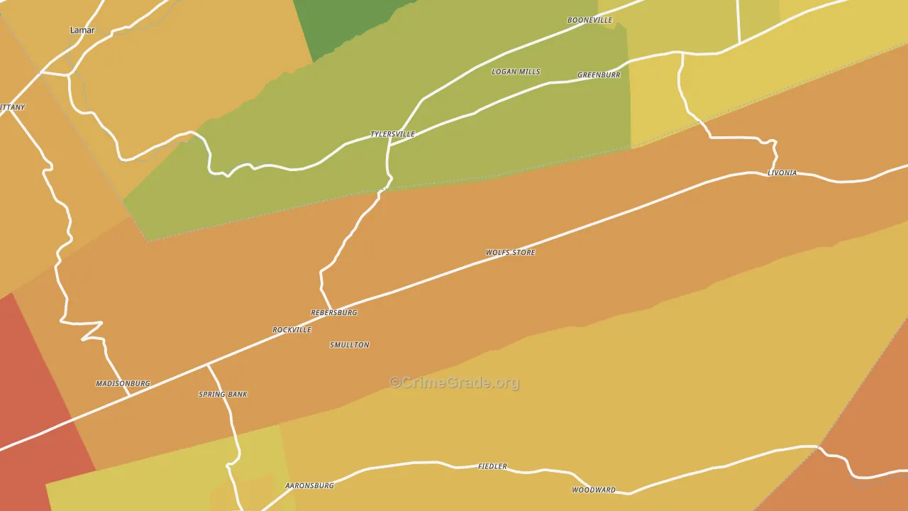 Rebersburg, PA Map of Arson Rates