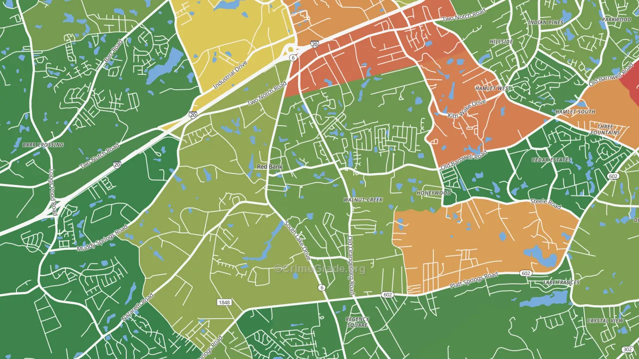 Red Bank, SC Map of Arson Rates