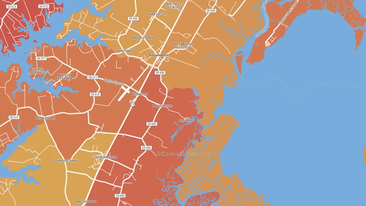 Red Bank, VA Map of Arson Rates