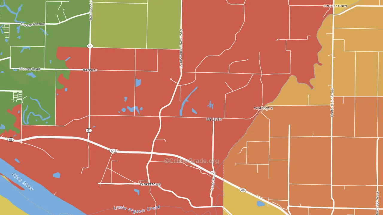 Red Bush, IN Map of Arson Rates