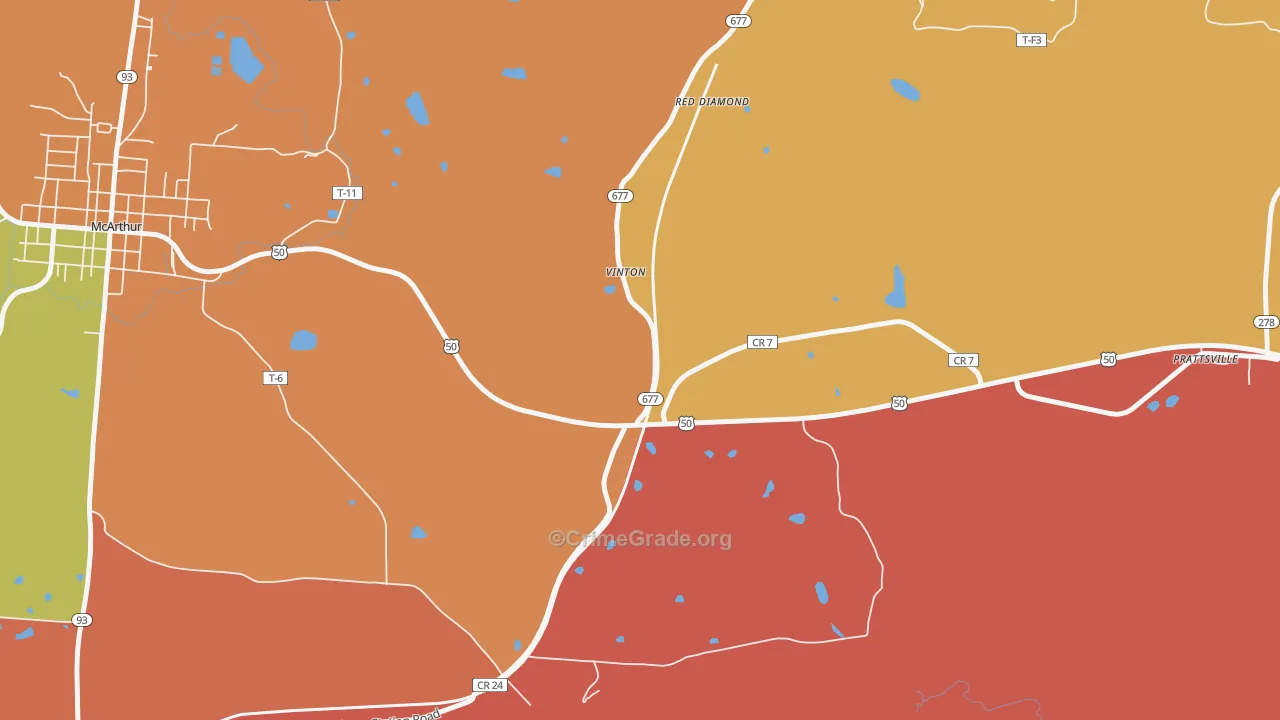 Red Diamond, OH Map of Arson Rates