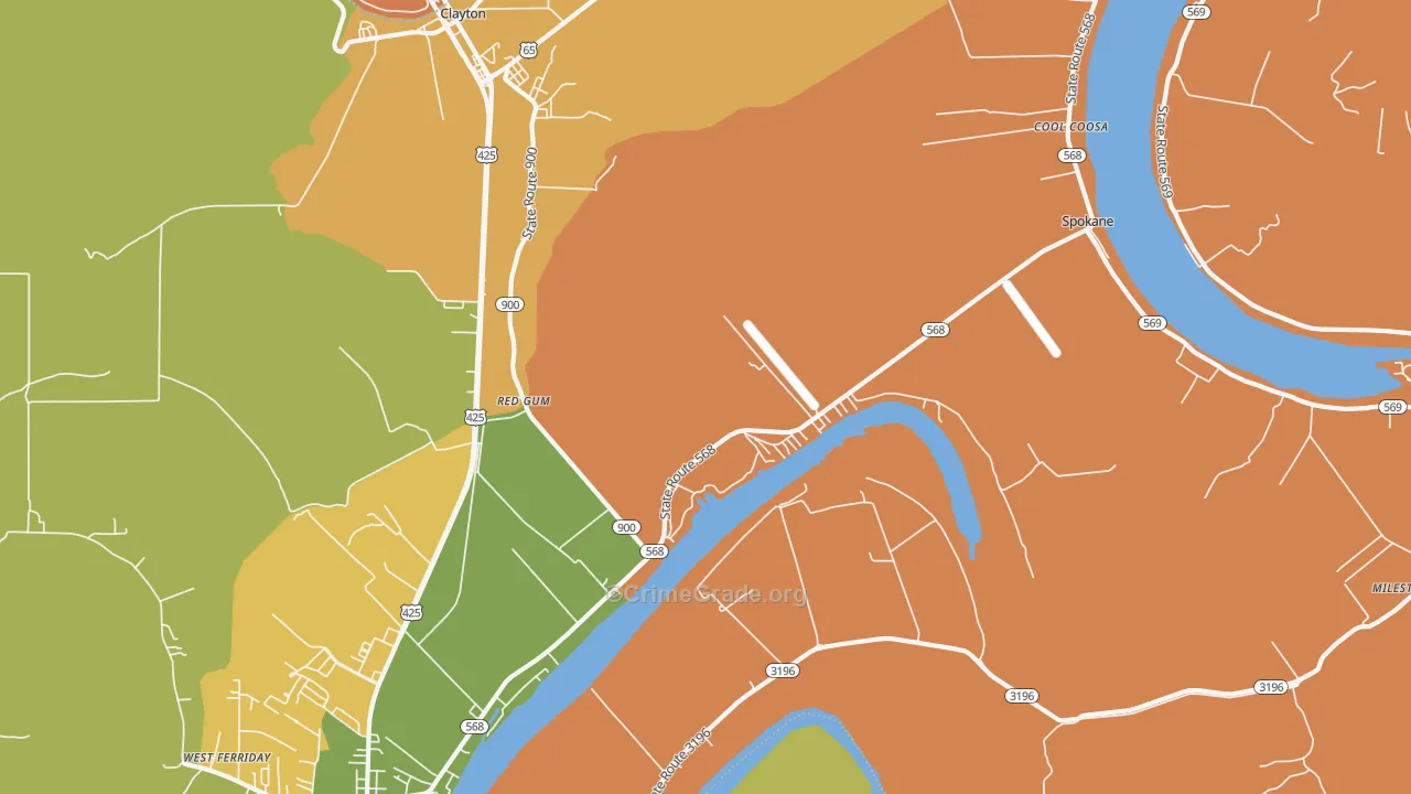 Red Gum, LA Map of Arson Rates