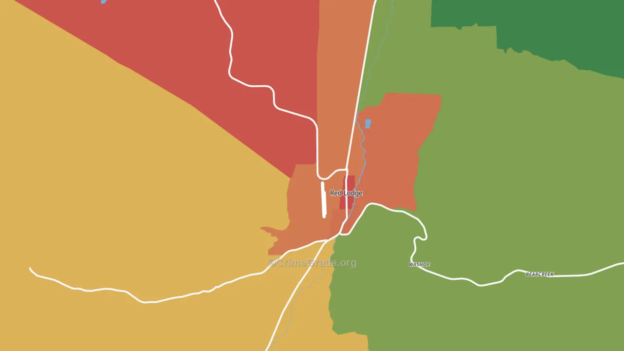 Red Lodge, MT Map of Arson Rates