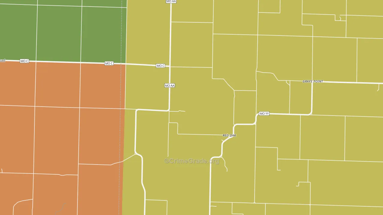 Red Oak, MO Map of Arson Rates