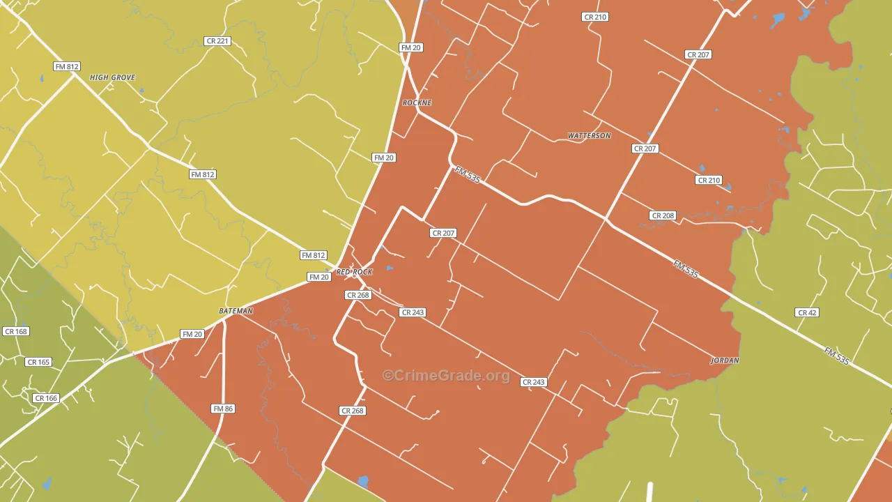 Red Rock, TX Map of Arson Rates