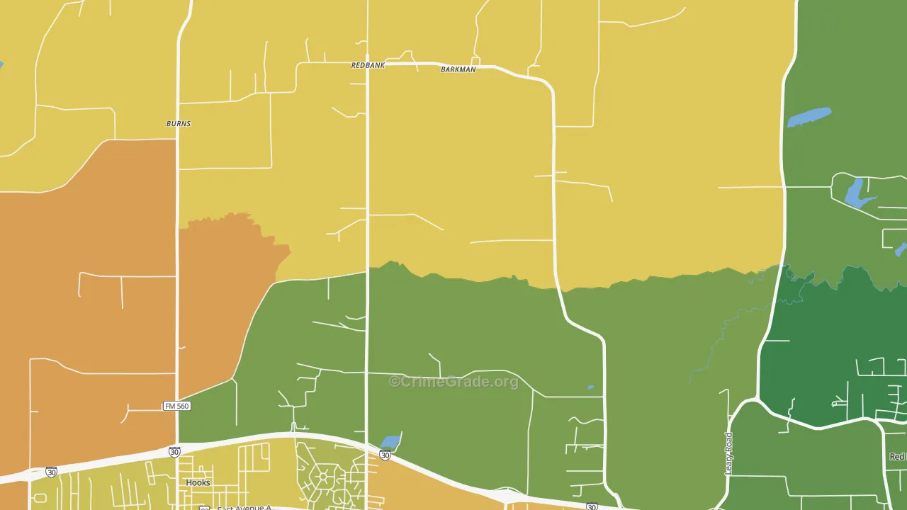 Redbank, TX Map of Arson Rates
