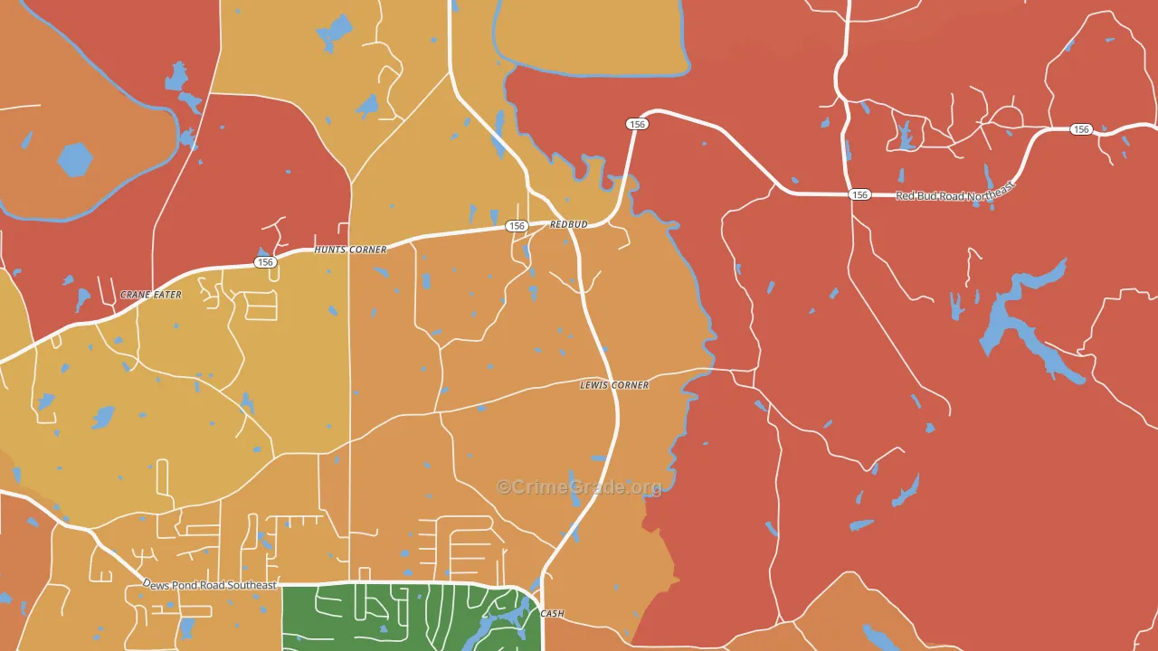 Redbud, GA Map of Arson Rates