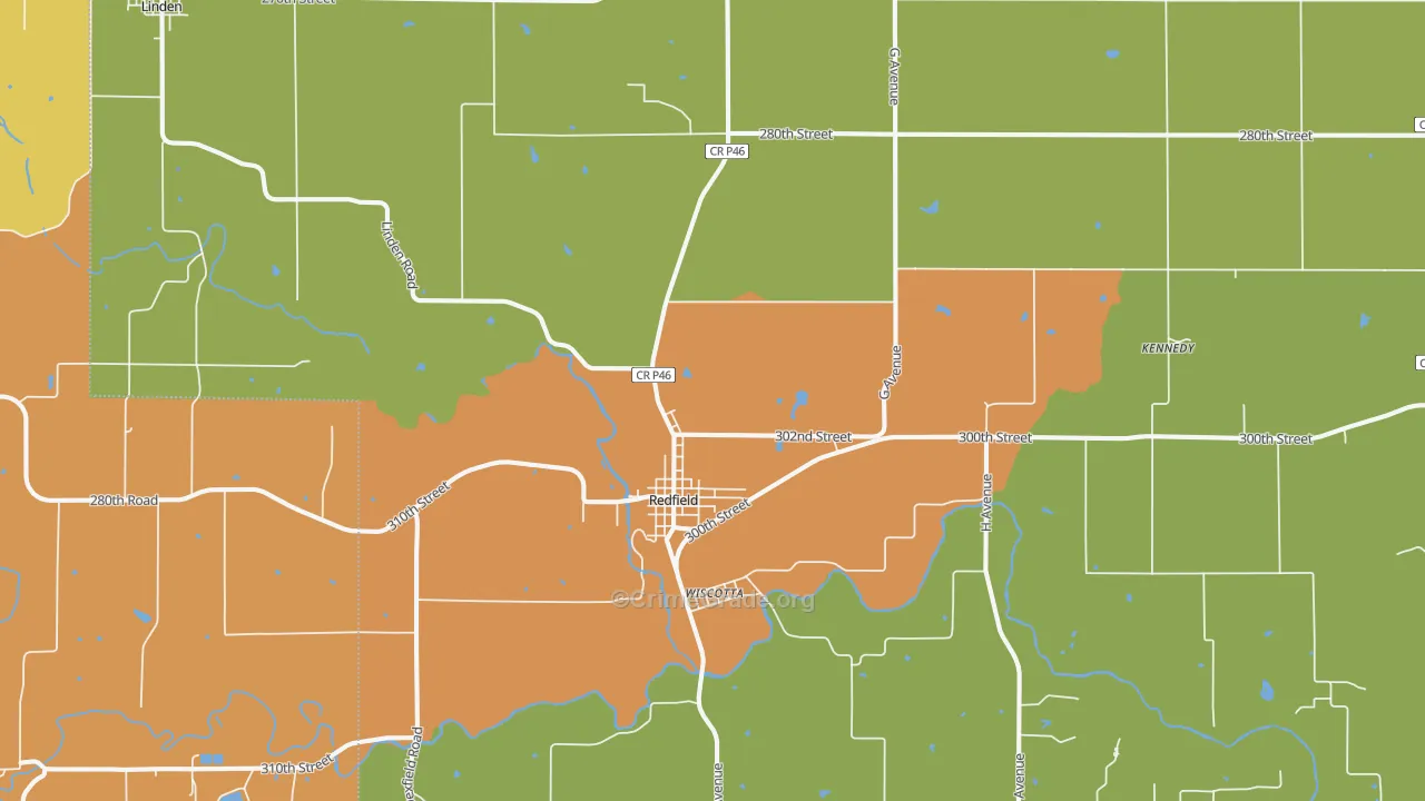 Redfield, IA Map of Arson Rates