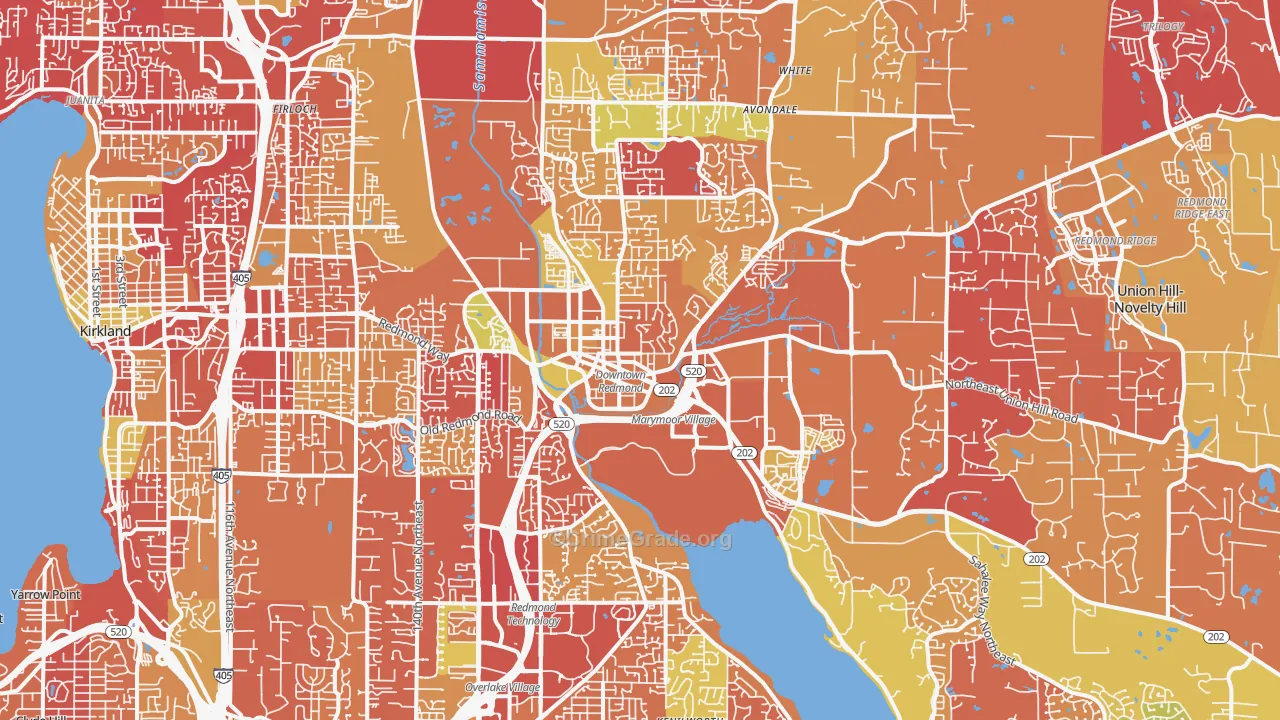 Redmond, WA Map of Arson Rates