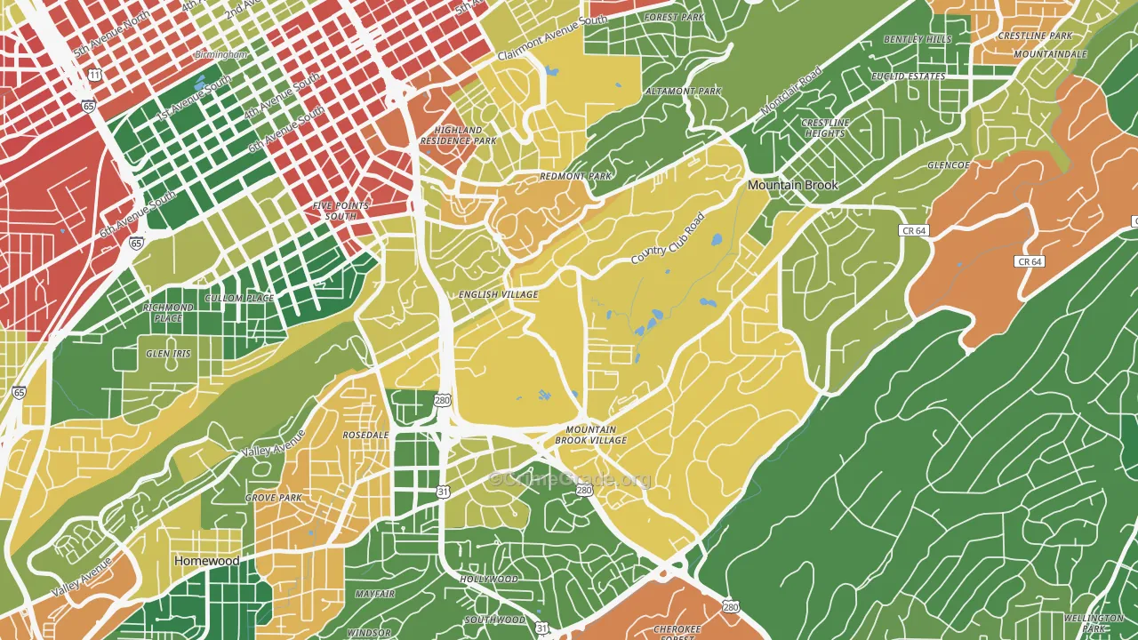Redmont Park, Birmingham, AL Map of Arson Rates