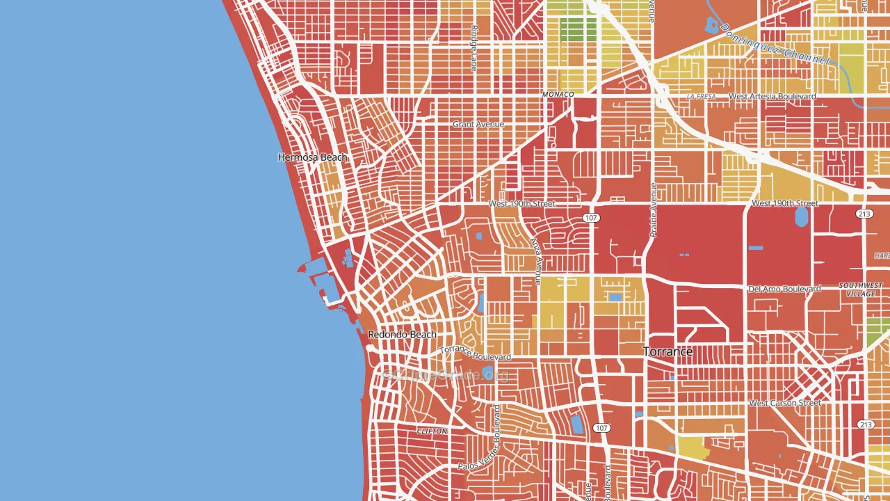 Redondo Beach, CA Map of Arson Rates