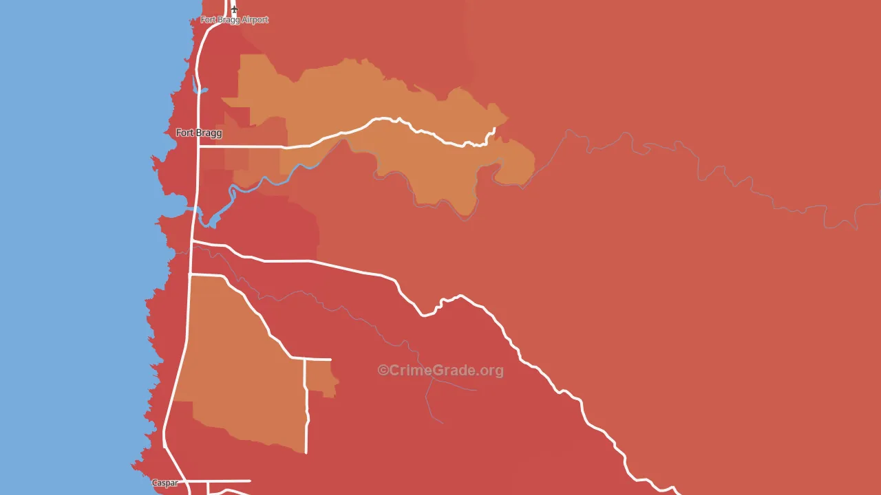 Redwood Lodge, CA Map of Arson Rates