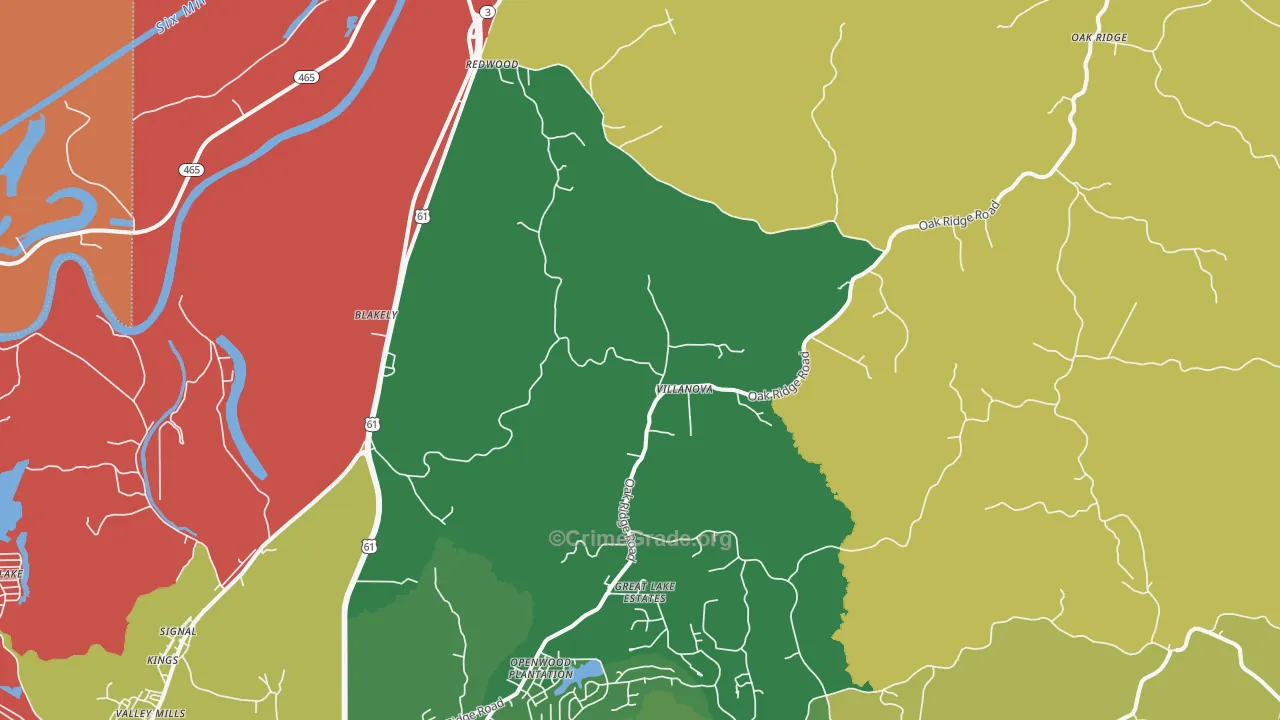 Redwood, MS Map of Arson Rates
