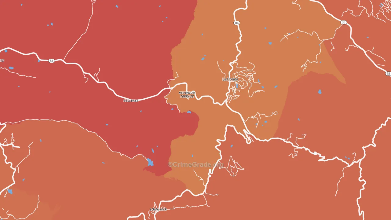 Redwood Terrace, CA Map of Arson Rates