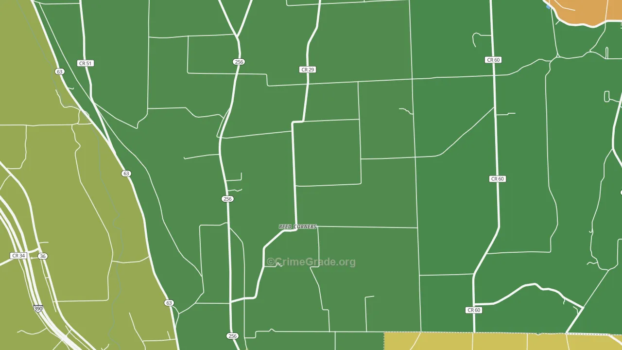 Reed Corners, NY Map of Arson Rates