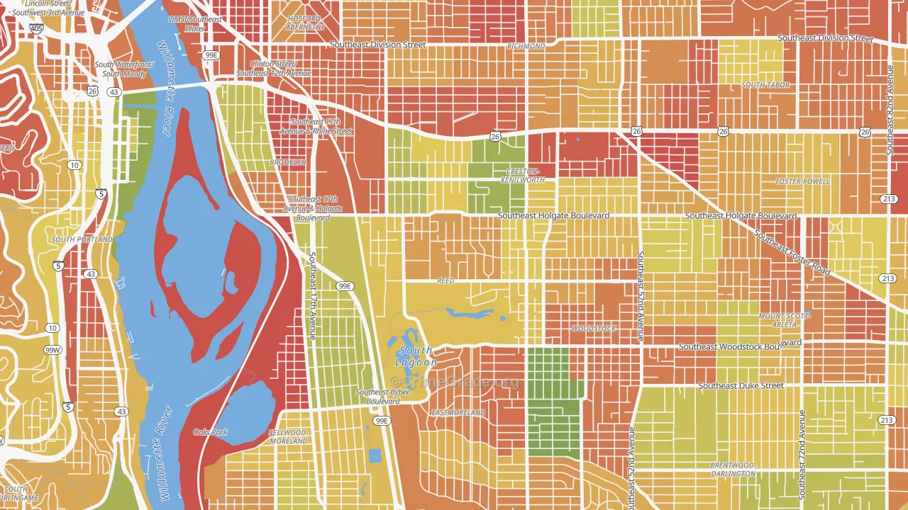 Reed, Portland, OR Map of Arson Rates