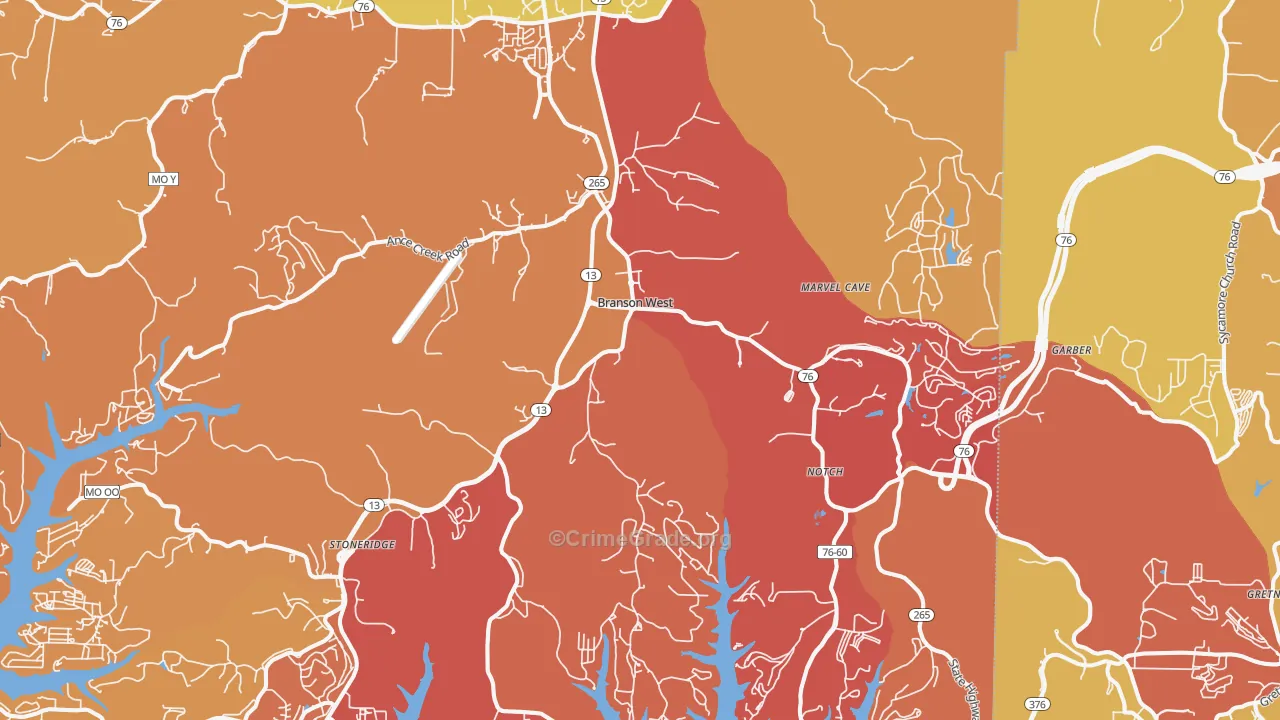 Reeds Spring, MO Map of Arson Rates