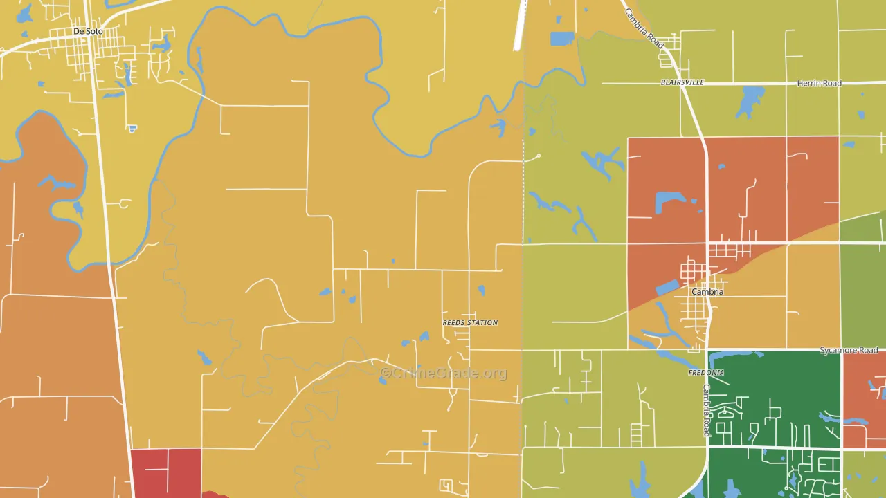 Reeds Station, IL Map of Arson Rates