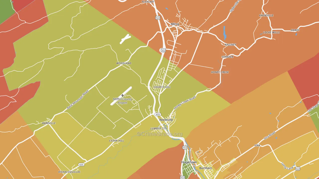 Reedsville, PA Map of Arson Rates