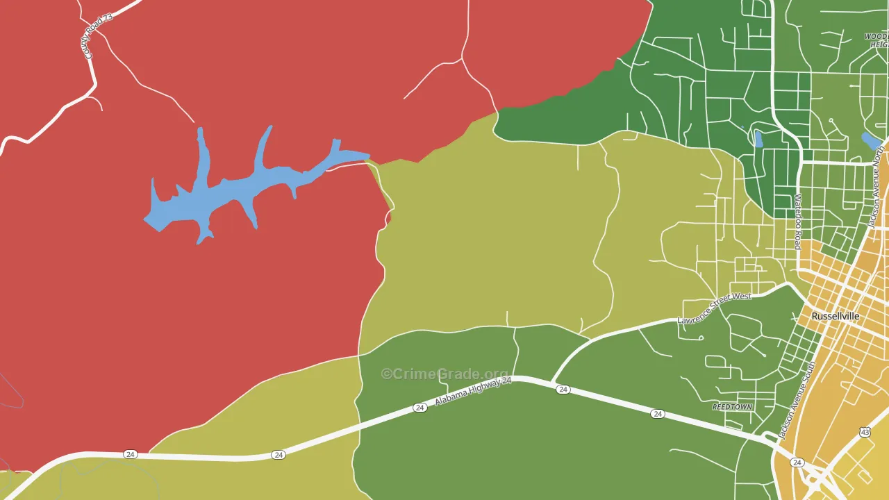 Reedtown, AL Map of Arson Rates