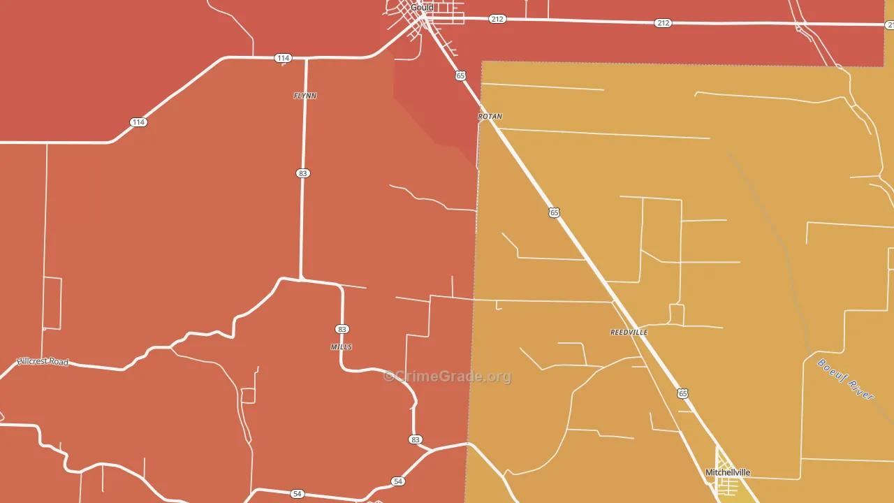 Reedville, AR Map of Arson Rates