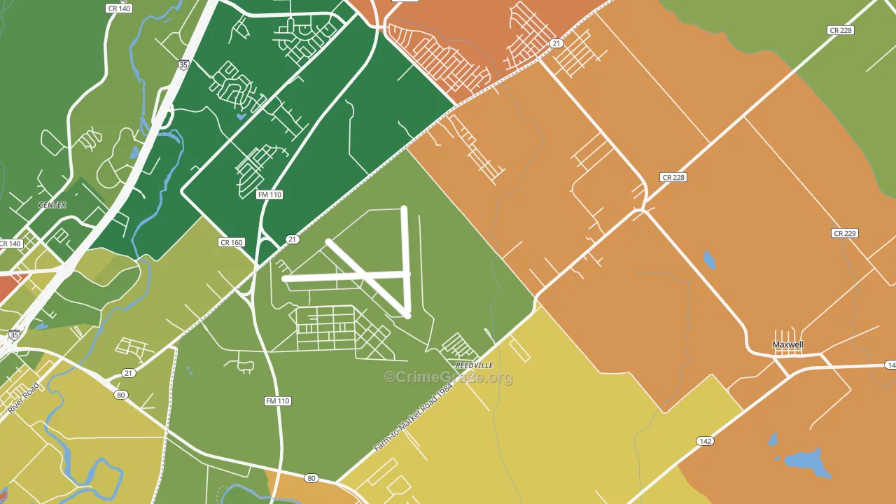 Reedville, TX Map of Arson Rates